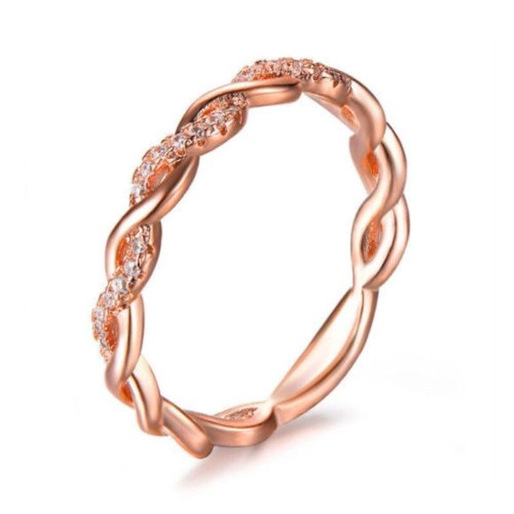 Classic 14k Gold-Filled Band with CZ Gemstones - Picture 1 of 2